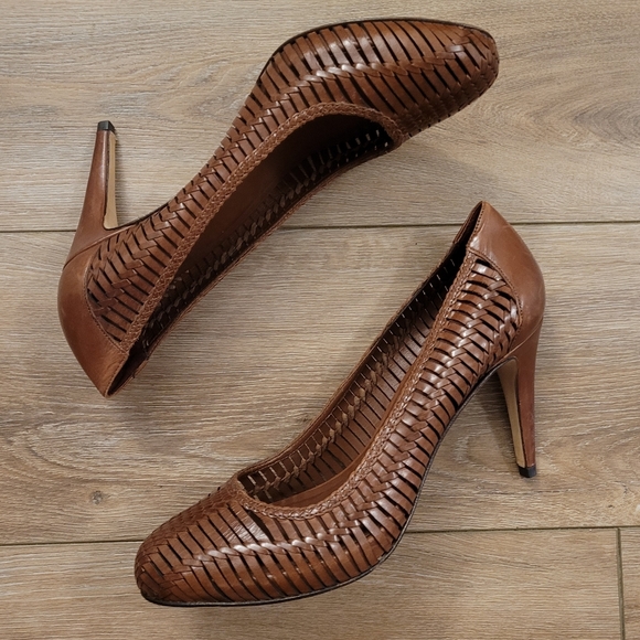 Cole Haan Woven Brown Leather Heels Size 9.5 - Picture 2 of 6